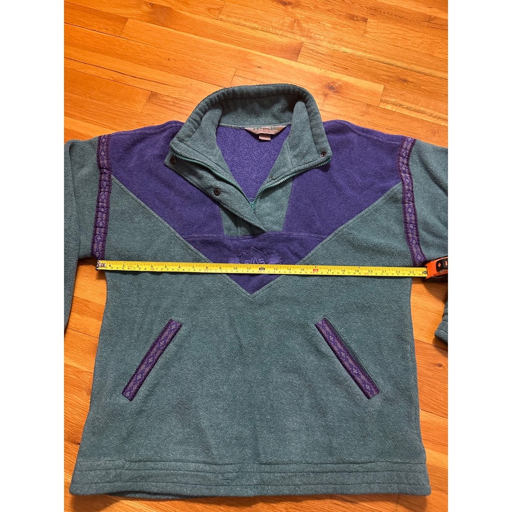 Vintage EMS Eastern Mountain Sports Fleece Pullover Teal Purple Mens Medium - Picture 10 of 12